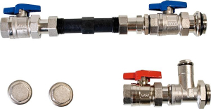 Anschlussgarnitur horizontal mit WM-Zähler für Heizungsverteiler